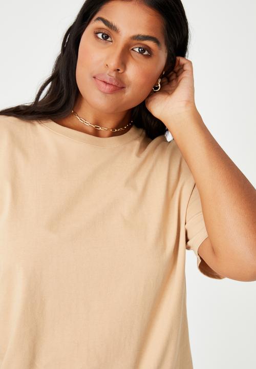 Cotton On - Curve dad short sleeve tee - caramel brown