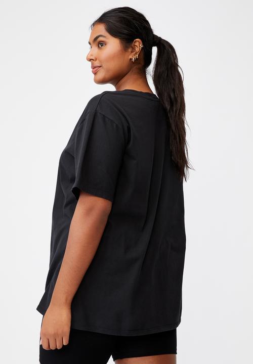 Cotton On - Curve dad short sleeve tee - washed black
