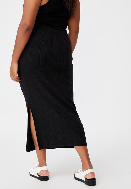 Cotton On - Curve knit midi skirt - black