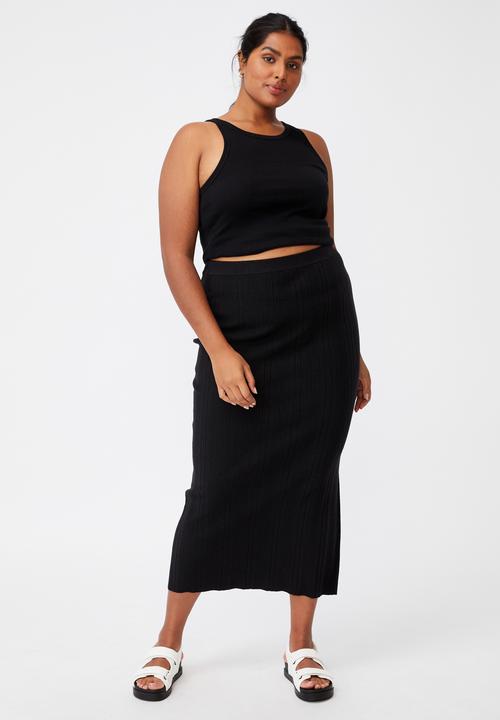 Cotton On - Curve knit midi skirt - black