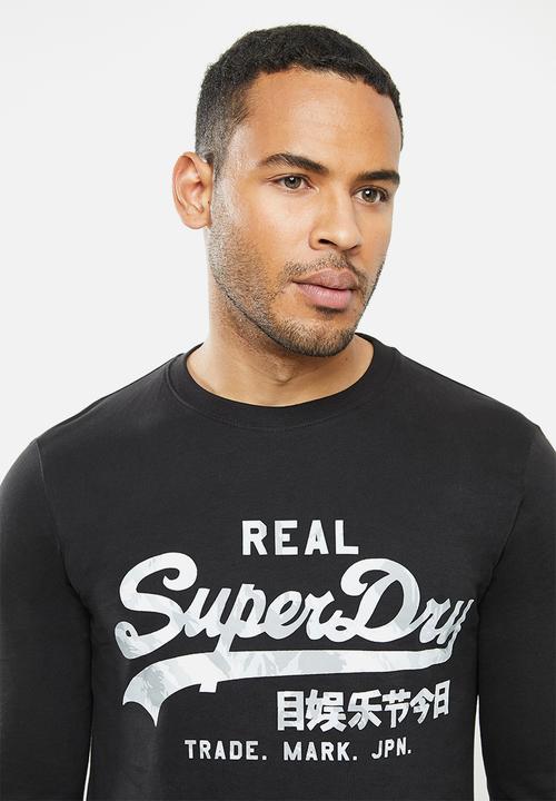 Superdry. - VI infill long sleeve top - black