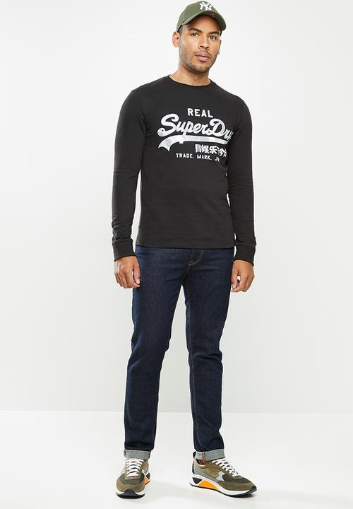 Superdry. - VI infill long sleeve top - black