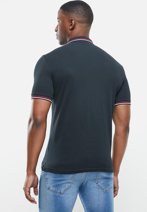 Superdry. - Classic micro lite tipped short sleeve polo - eclipse navy