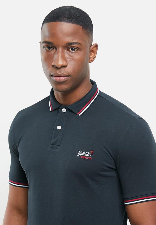 Superdry. - Classic micro lite tipped short sleeve polo - eclipse navy