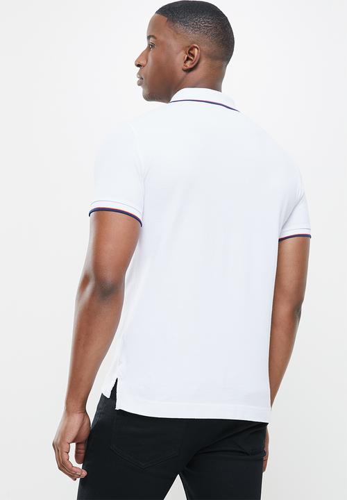 Superdry. - Poolside pique short sleeve polo - white 