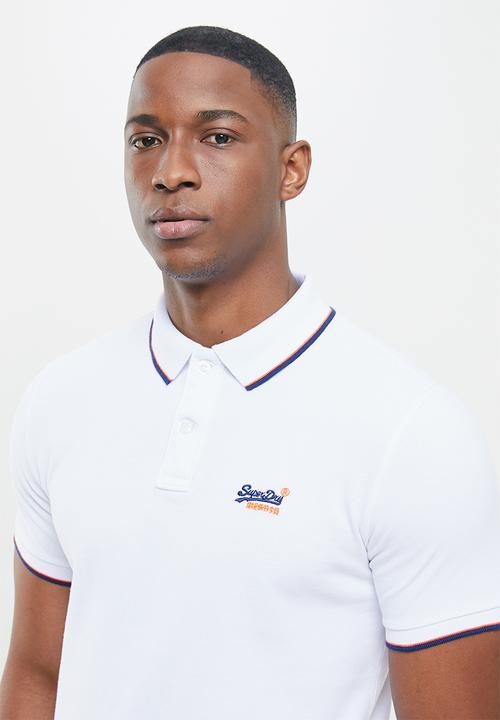 Superdry. - Poolside pique short sleeve polo - white 