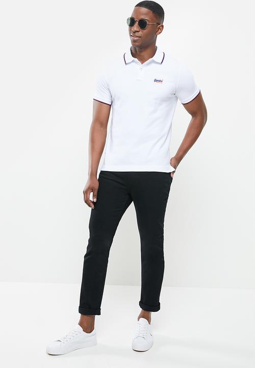 Superdry. - Poolside pique short sleeve polo - white 