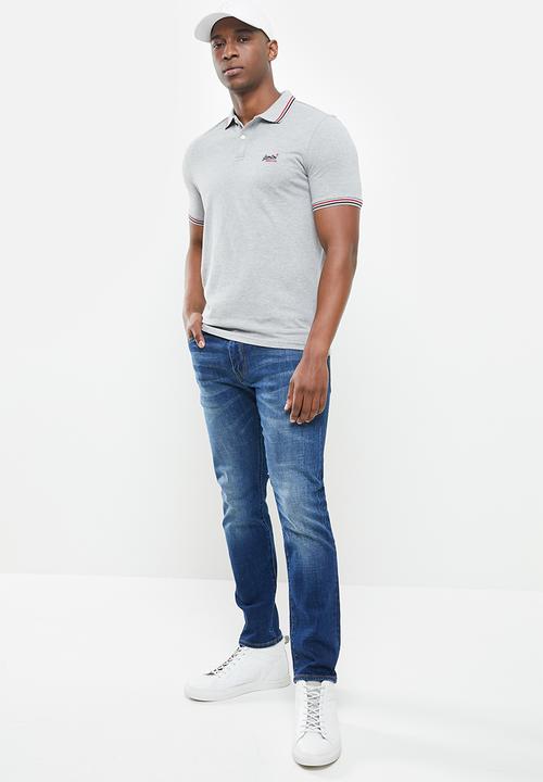 Superdry. - Classic micro lite tipped short sleeve polo - grey
