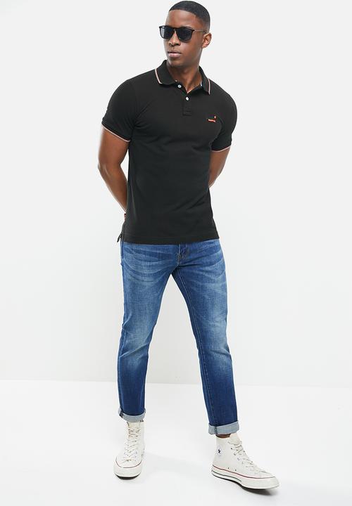 Superdry. - Poolside pique short sleeve polo - black