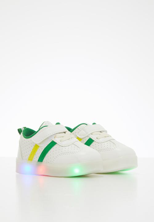 Pop Candy - Boys light up sneaker - white & green 