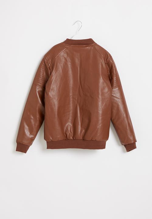 Pop Candy - Boys faux leather jacket - tan