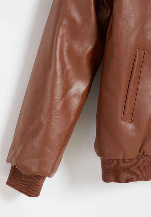 Pop Candy - Boys faux leather jacket - tan