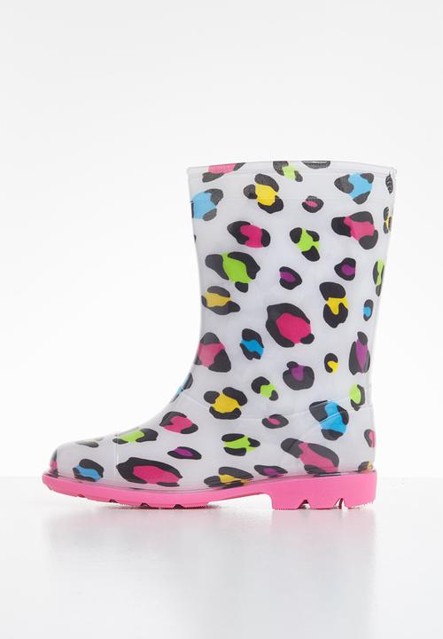 Pop Candy - Girls animal print rainboots - white