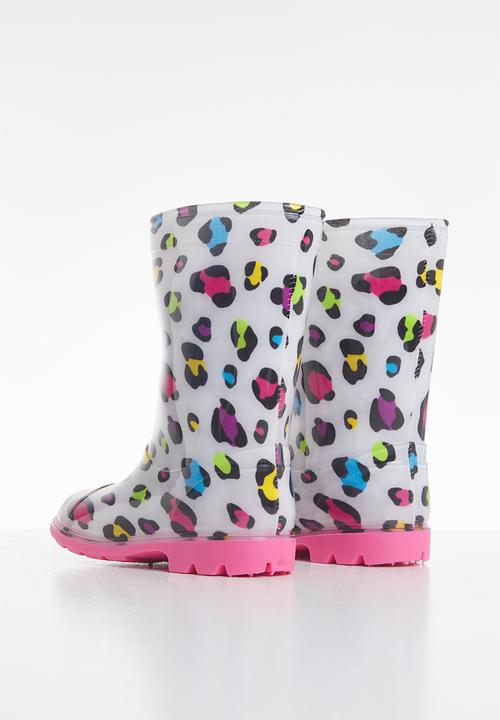 Pop Candy - Girls animal print rainboots - white