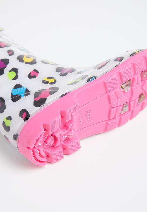 Pop Candy - Girls animal print rainboots - white