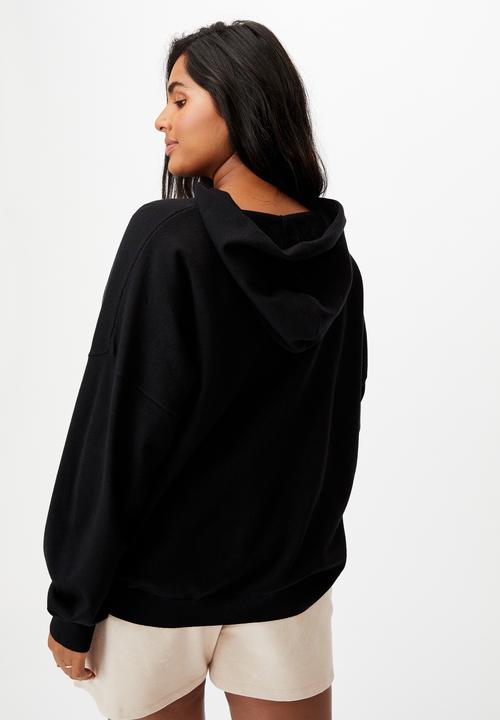 Cotton On - Curve soft knit hoodie - black