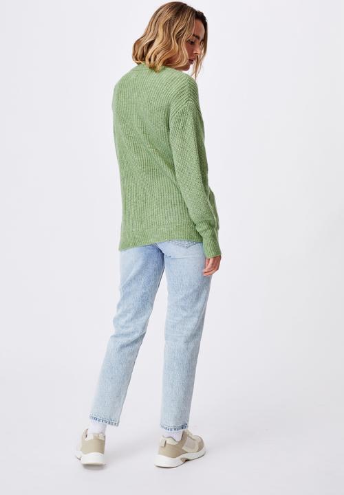 Cotton On - Dad rib cotton blend cardigan - green