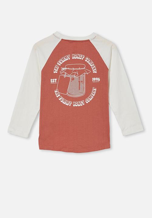Cotton On - Tom long sleeve raglan tee - chutney & vanilla yummy honey