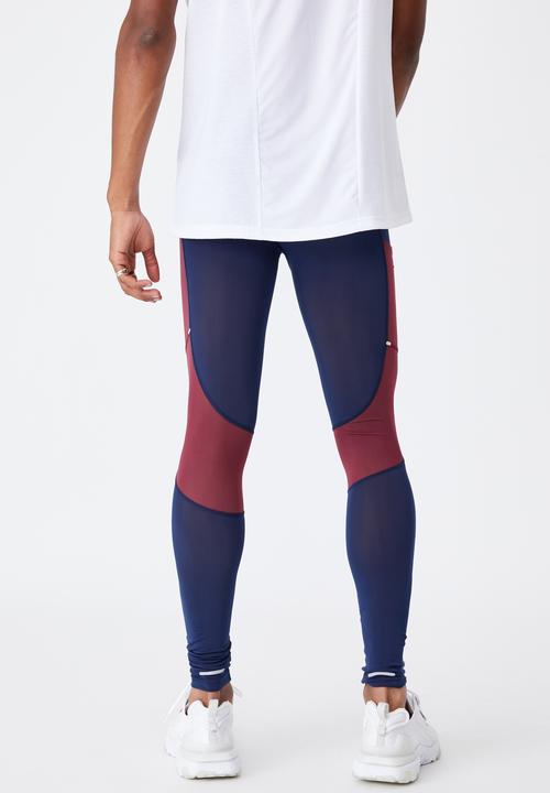 Cotton On - Active tech legging - navy & burgundy