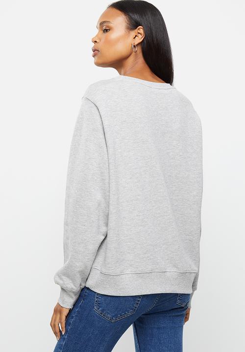 POLO - Ashton long sleeve logo sweater - grey 