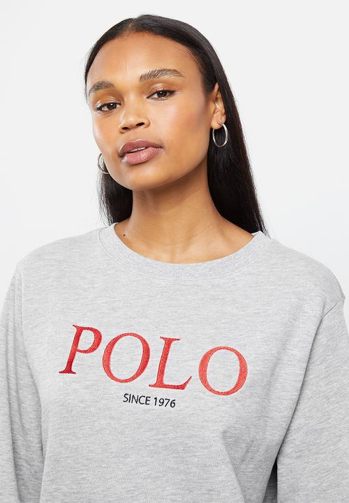 POLO - Ashton long sleeve logo sweater - grey 