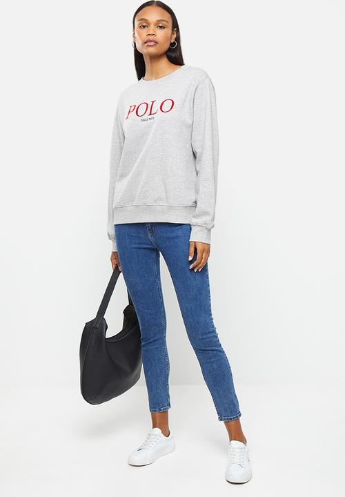 POLO - Ashton long sleeve logo sweater - grey 