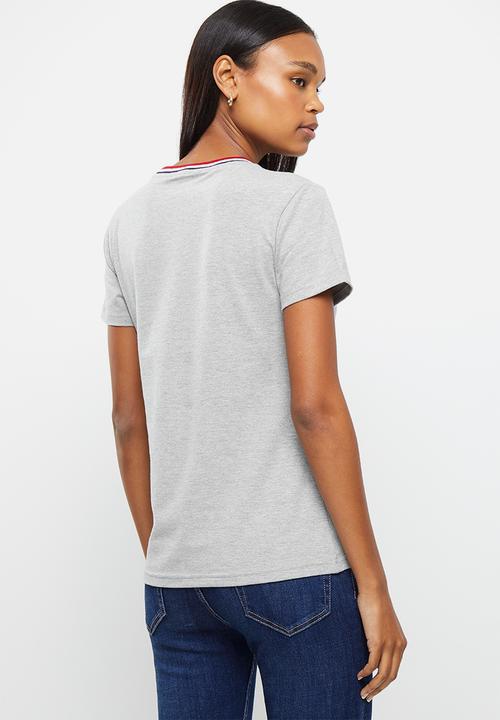 POLO - Tracey short sleeve T-shirt with stripe tipping - grey 