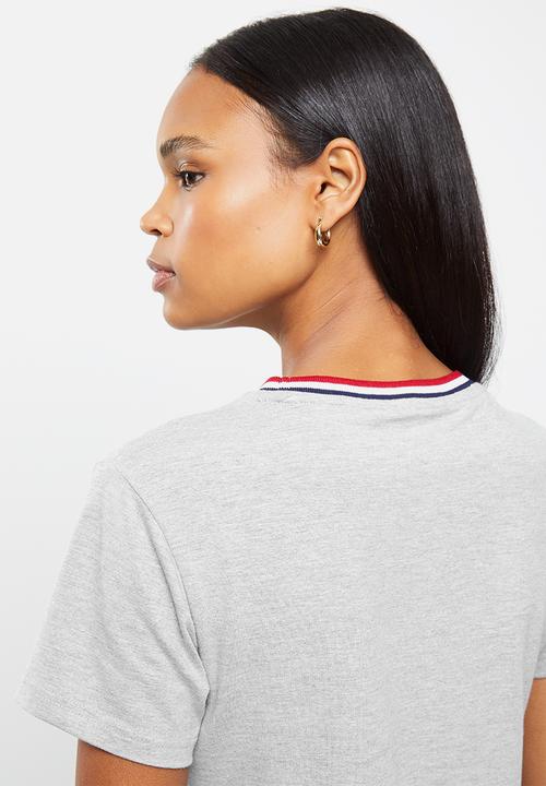 POLO - Tracey short sleeve T-shirt with stripe tipping - grey 