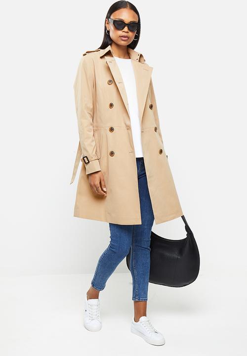 POLO - Long sleeve trench coat with belt - stone