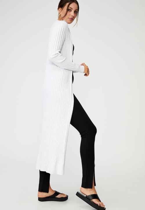 Cotton On - Sustain me variegated rib collar longline cardigan - grey