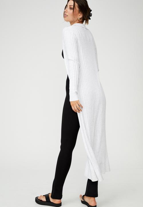 Cotton On - Sustain me variegated rib collar longline cardigan - grey