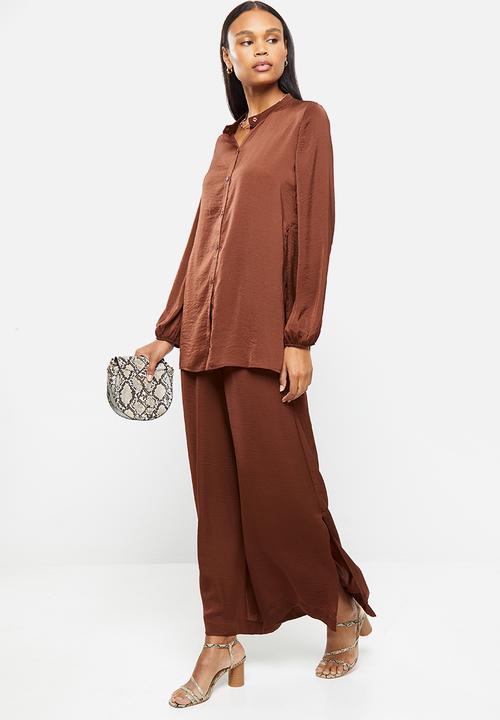 MILLA - Dull satin palazzo - rust