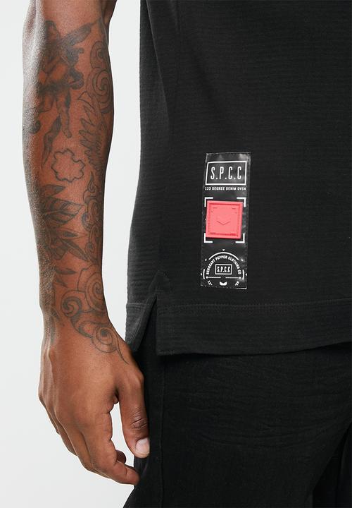 S.P.C.C - Heron side slit straight hem tee - black