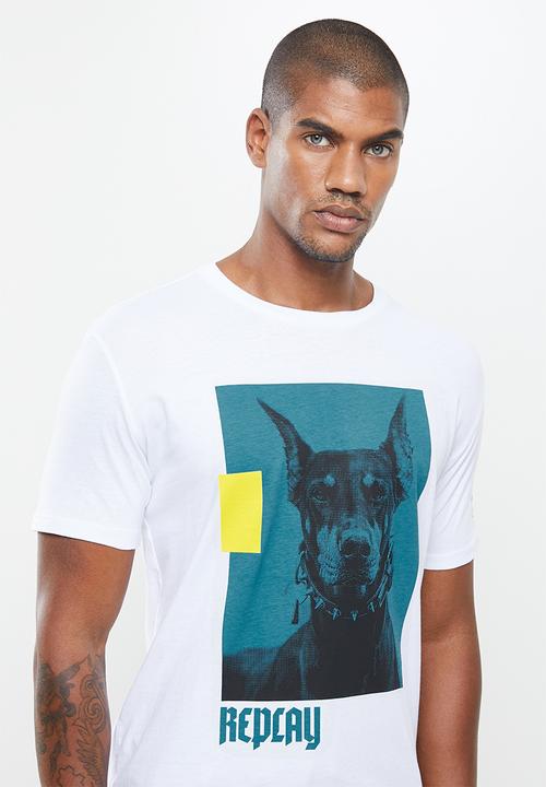Replay - Replay dog printed tee - white