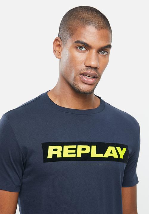 Replay - Replay pop print logo tee - navy