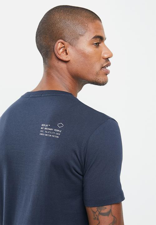 Replay - Replay pop print logo tee - navy