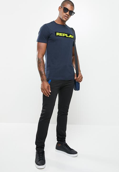 Replay - Replay pop print logo tee - navy