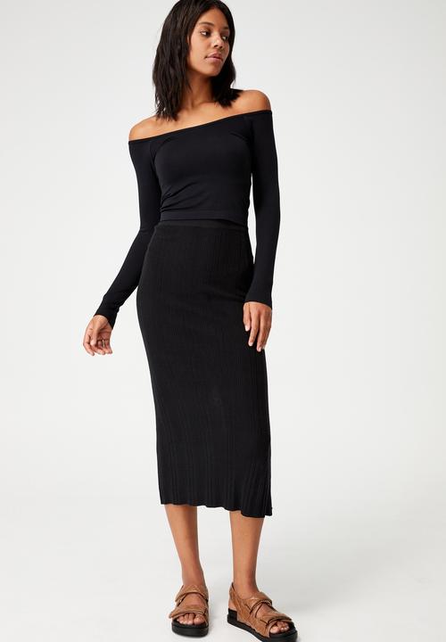 Cotton On - Ultimate knit midi skirt - black