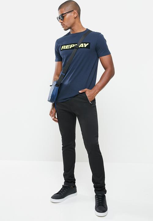 Replay - Replay elasticated slim chino - black