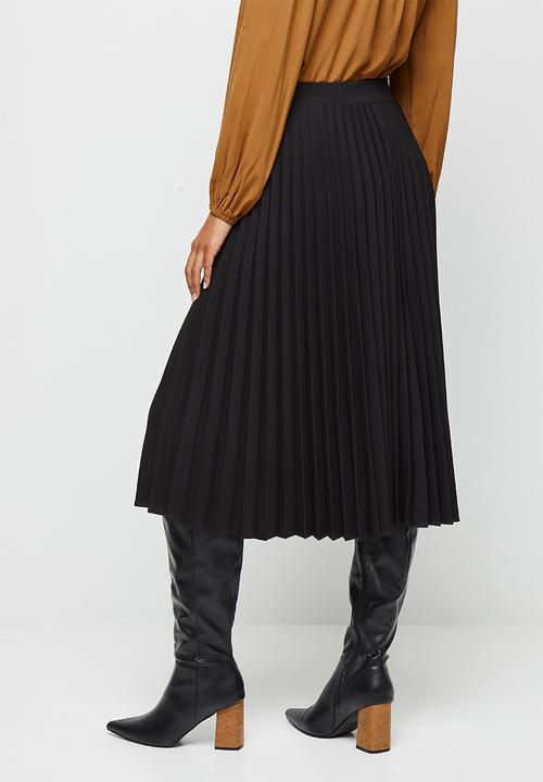 edit - Pleated midaxi skirt - black