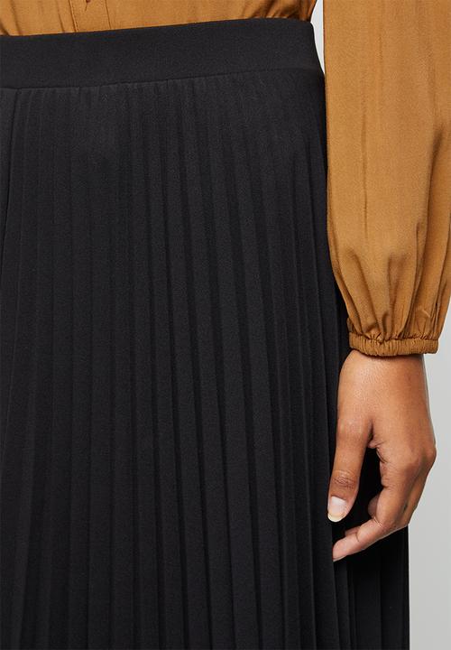 edit - Pleated midaxi skirt - black