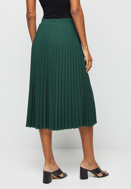 edit - Pleated midaxi skirt - dark emerald