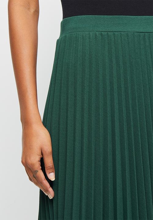 edit - Pleated midaxi skirt - dark emerald