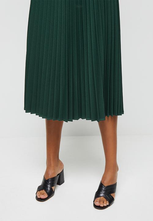 edit - Pleated midaxi skirt - dark emerald