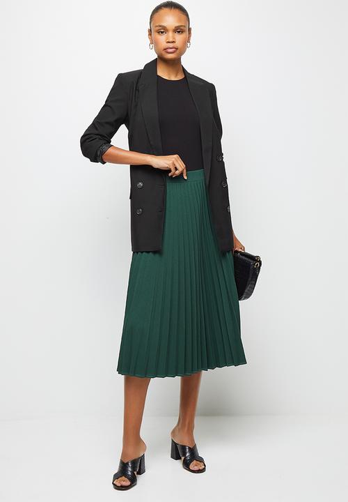 edit - Pleated midaxi skirt - dark emerald