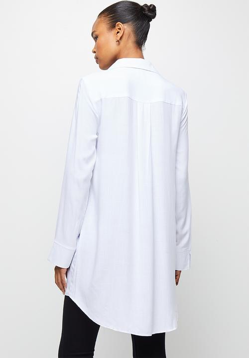 edit - Textured longline shirt - ivory