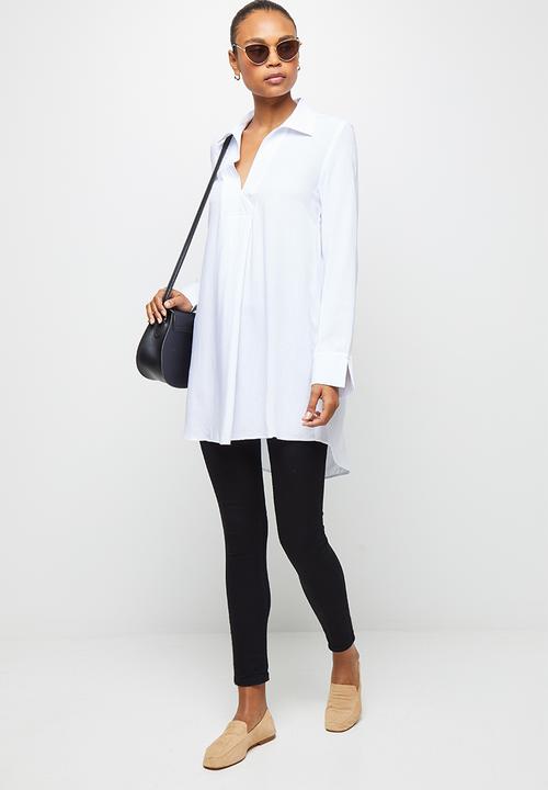 edit - Textured longline shirt - ivory