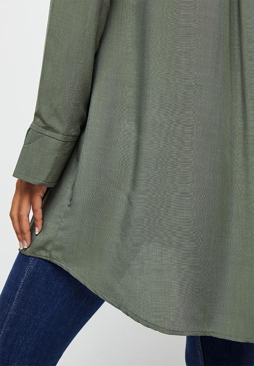 edit - Textured longline shirt - fatigue