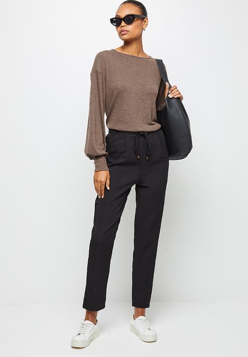edit - Balloon sleeve texture tee - brown 