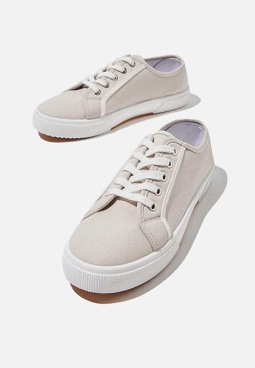 Cotton On - Lisa lace up plimsoll - grey & white 